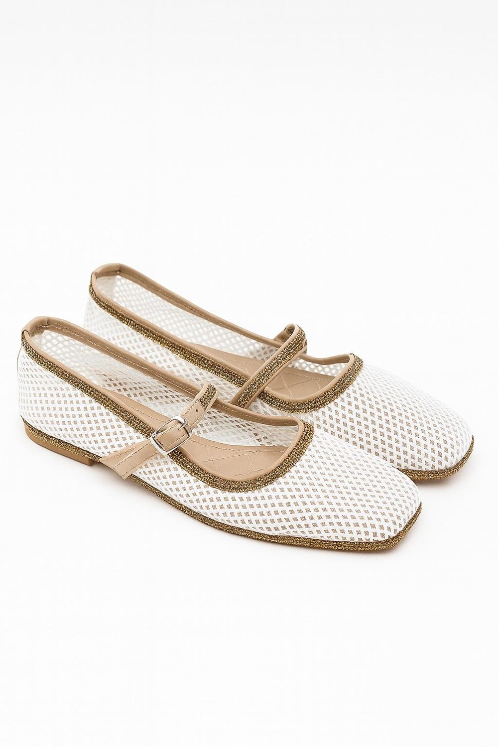 Abil Kristal Taşlı Babet Beyaz - KADIN AYAKKABI