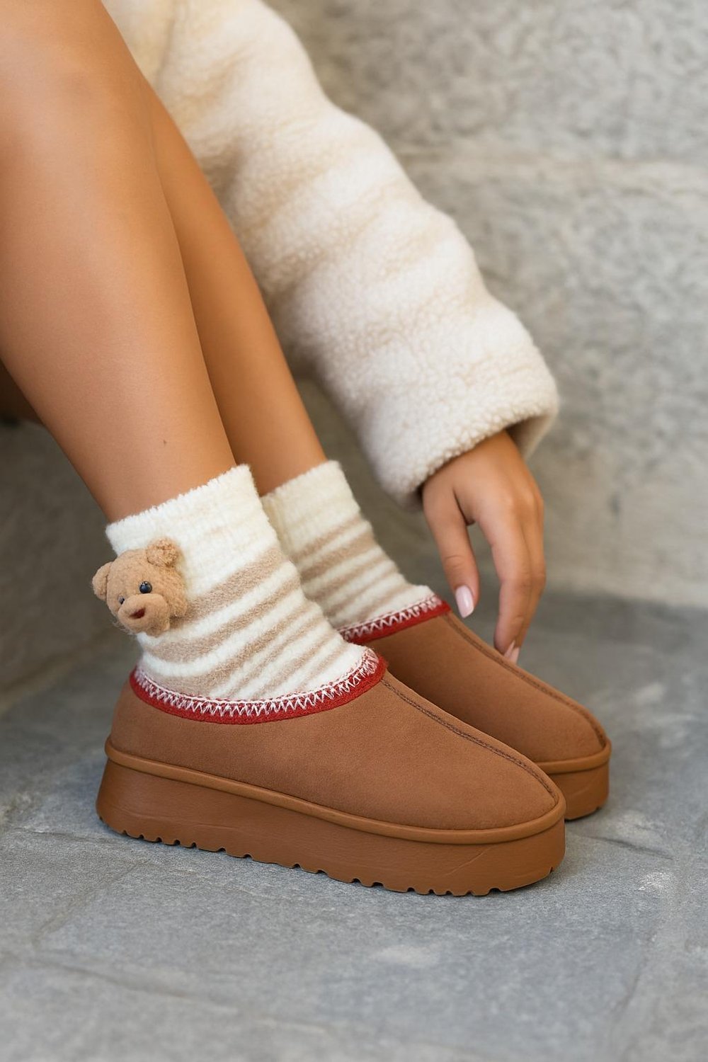 Alza Terlik Kahverengi - Kışlık Terlik