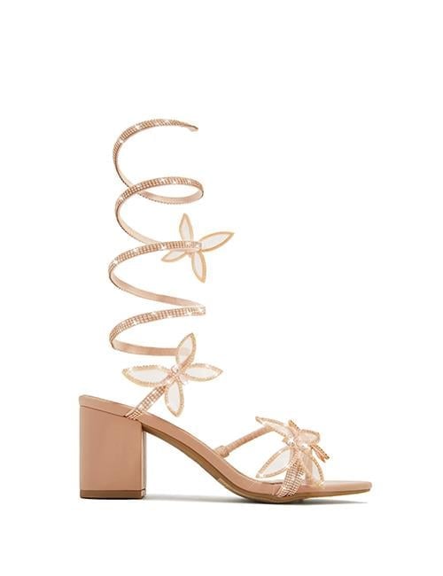 Butterfly Kalın Topuklu Ayakkabı Nude - KADIN AYAKKABI