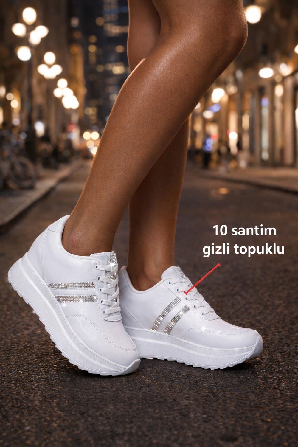Elara Luxe Platform Gizli Topuk Spor Ayakkabı Beyaz - Spor Ayakkabı