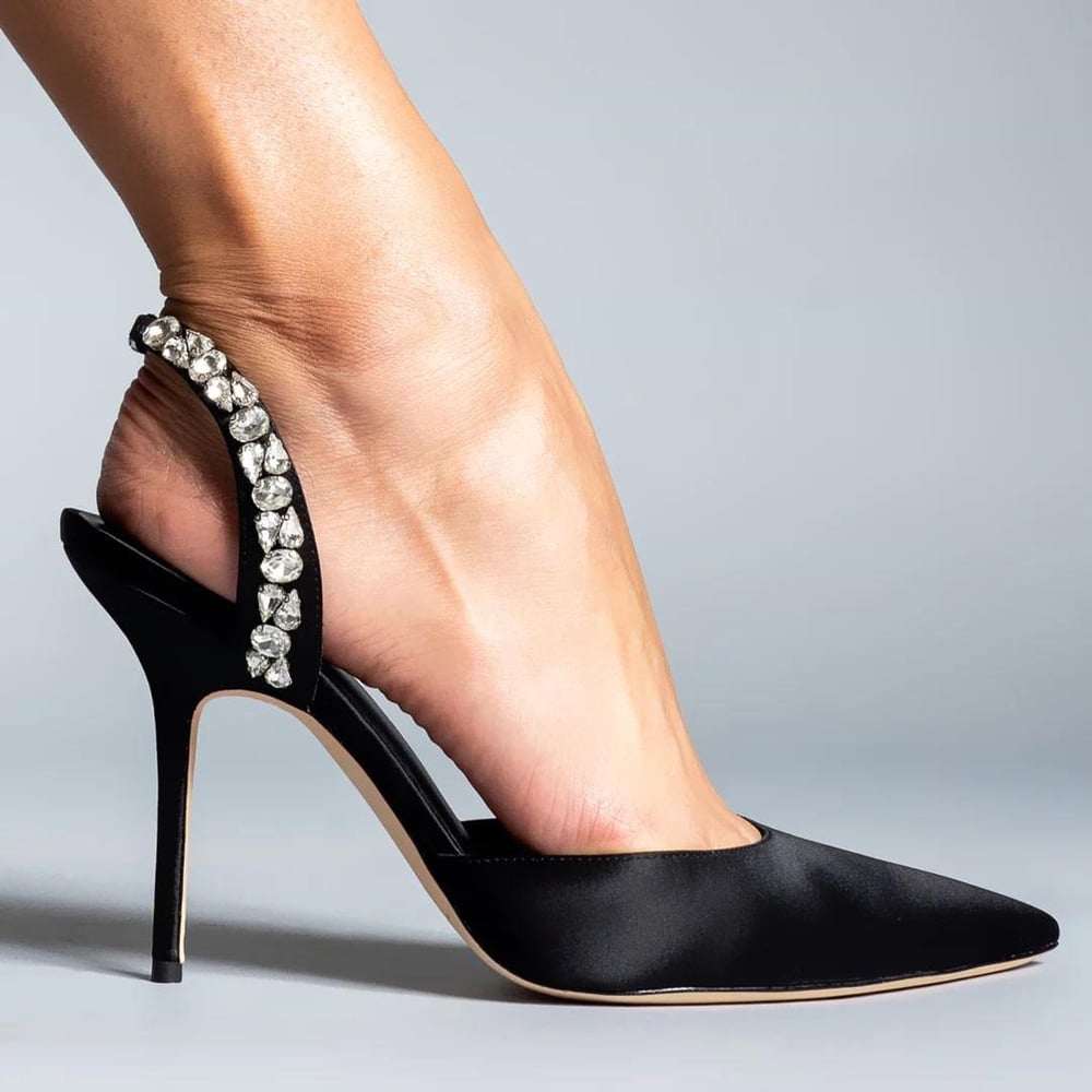 Emery Kristal Taşlı Stiletto Siyah - Stiletto