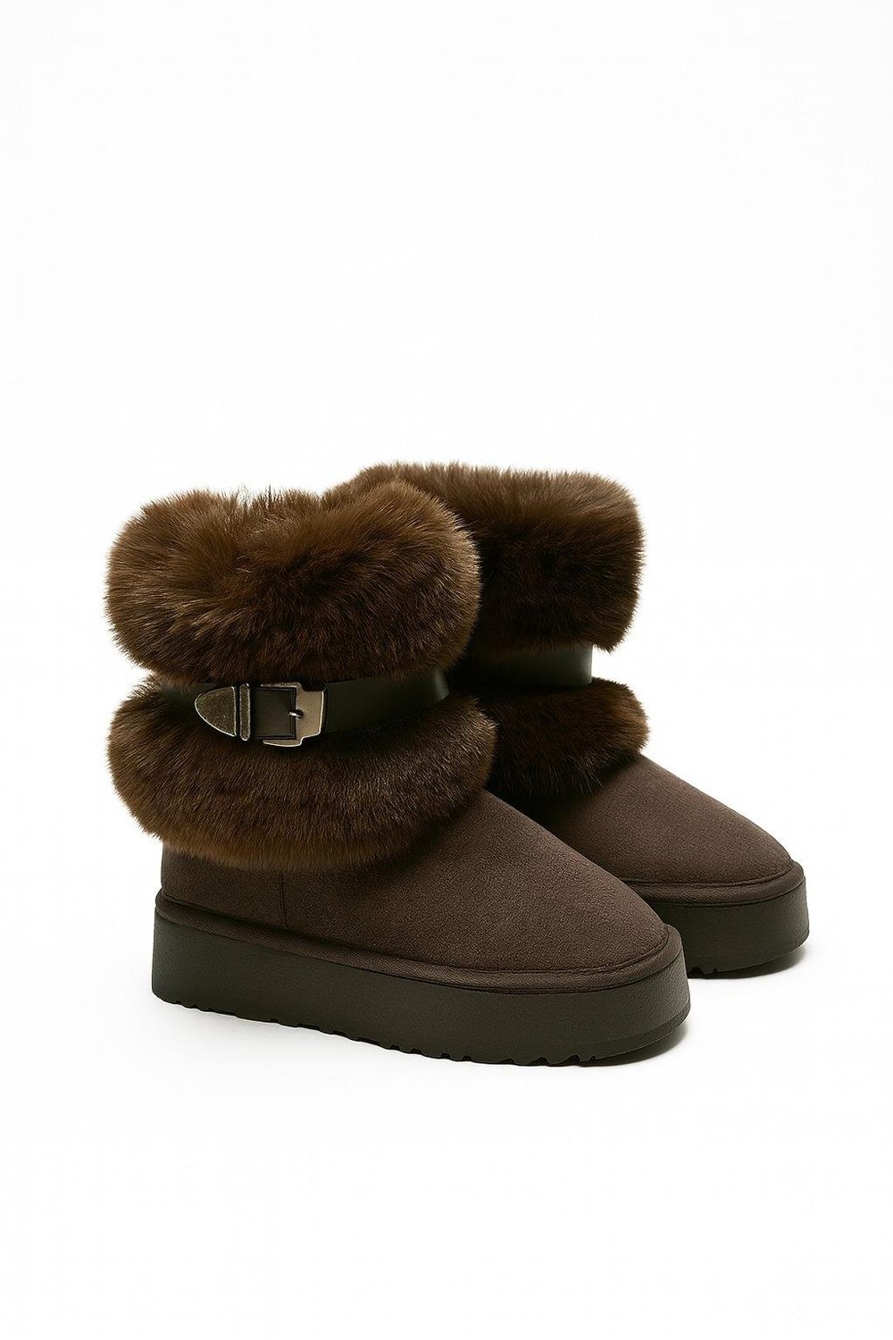 Furry Comfort Bot Kahverengi - Düz Bot