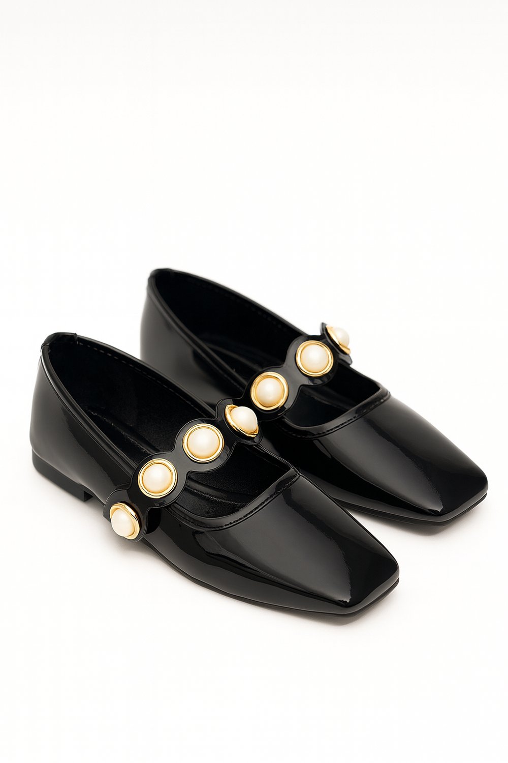 Lala İnci Rugan Babet Siyah - KADIN AYAKKABI