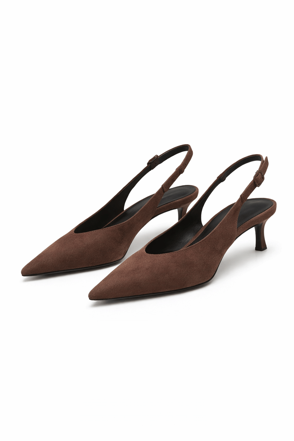 Lumiére Süet Topuklu Slingback Stiletto Kahverengi - Stiletto