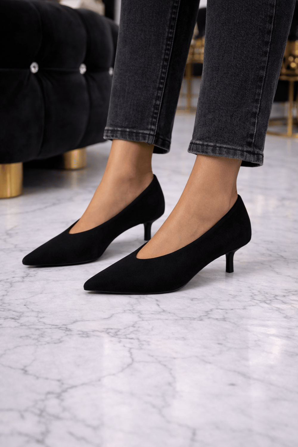 Monaco Süet Stiletto Siyah - Stiletto