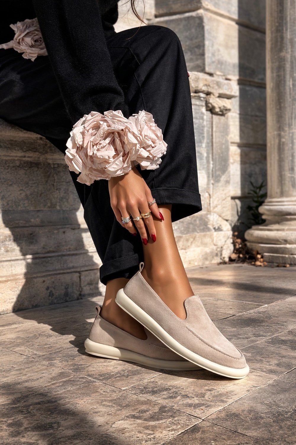 Monako Soft Süet Loafer Bej - Loafer