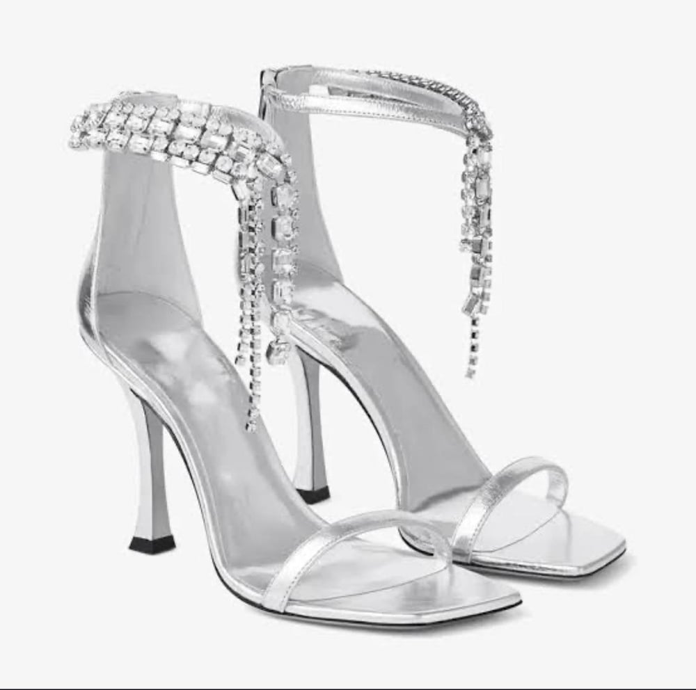 Naky Kristal Taşlı İnce Topuklu Ayakkabı Gümüş - İnce Topuklu Ayakkabı