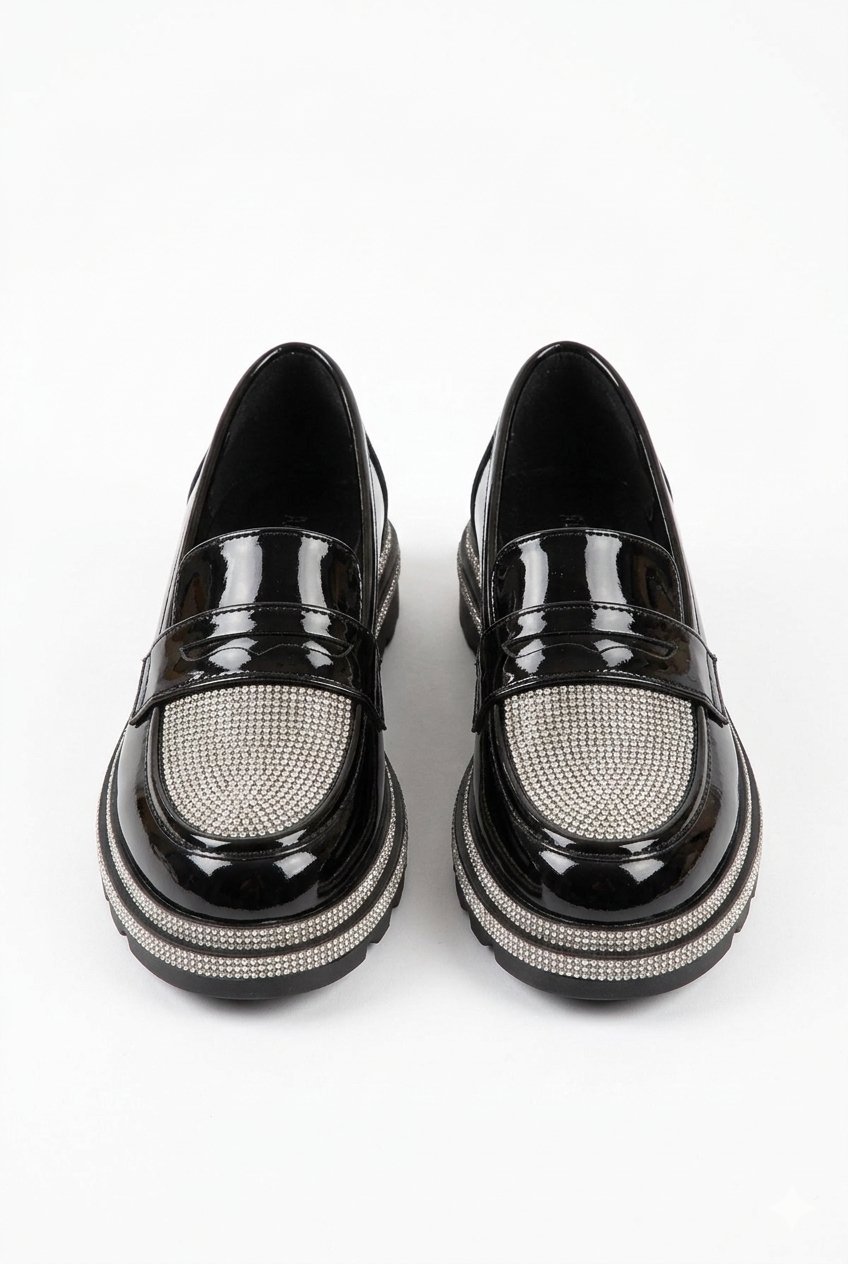 Newal Kristal Taşlı Loafer Gümüş - Loafer