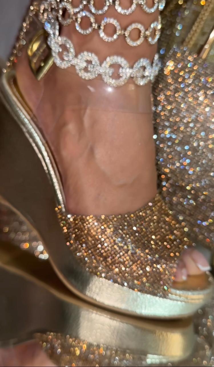 Polen Dolgu Topuklu Ayakkabı Gold - KADIN AYAKKABI