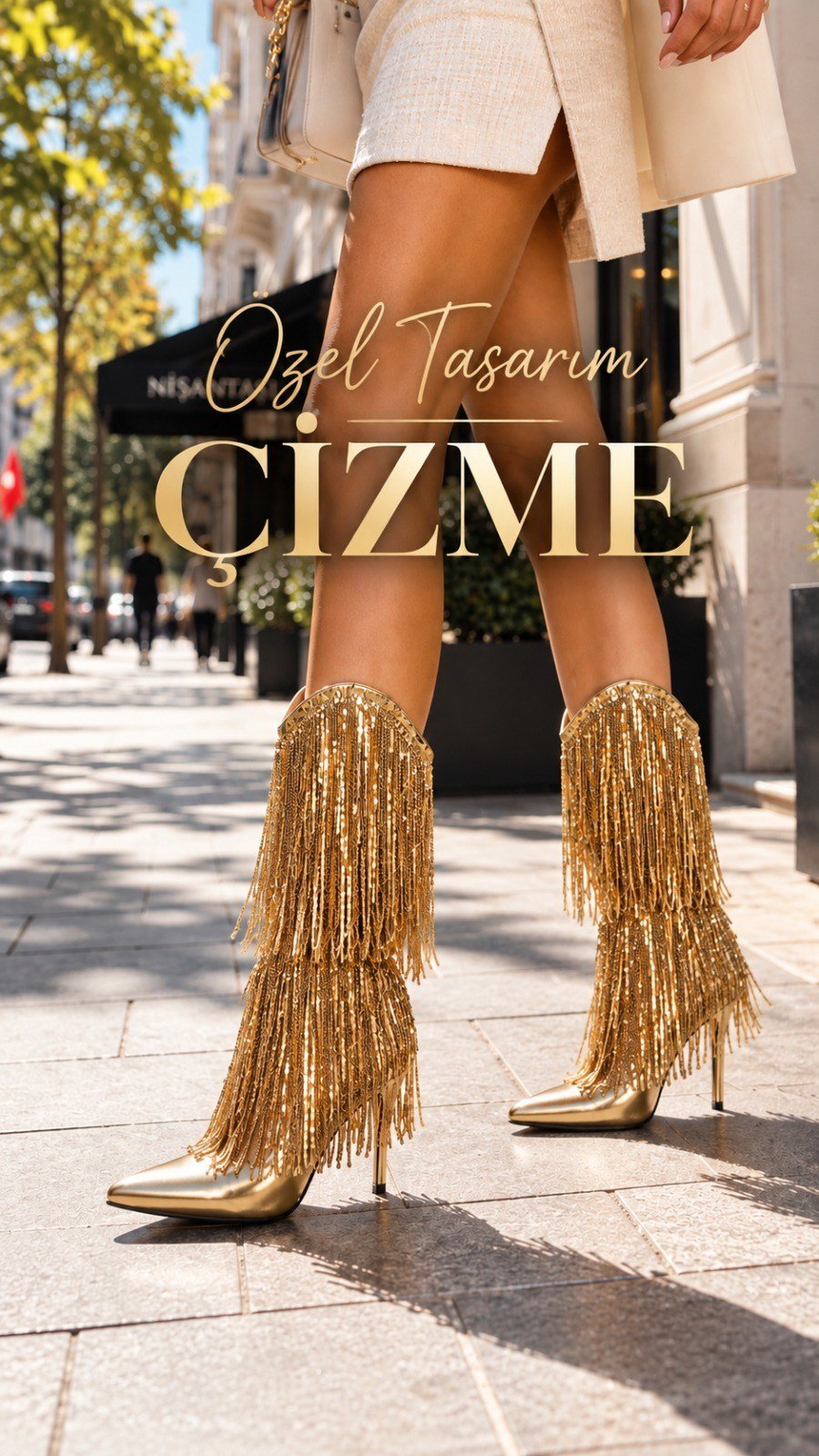 Qesu Çizme Gold - Özel Tasarım Çizme
