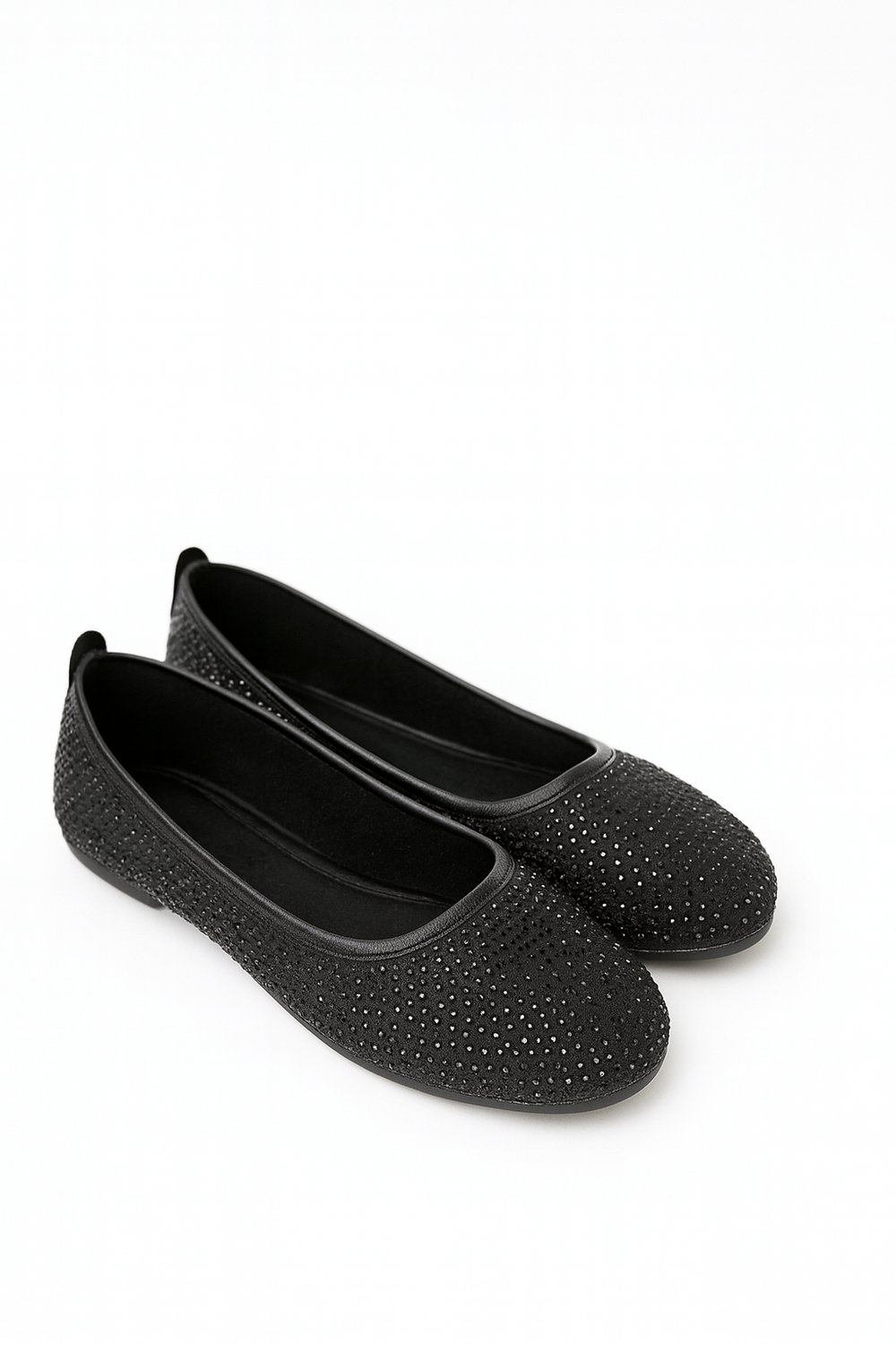Sen 3 Kristal Taşlı Babet Siyah - KADIN AYAKKABI