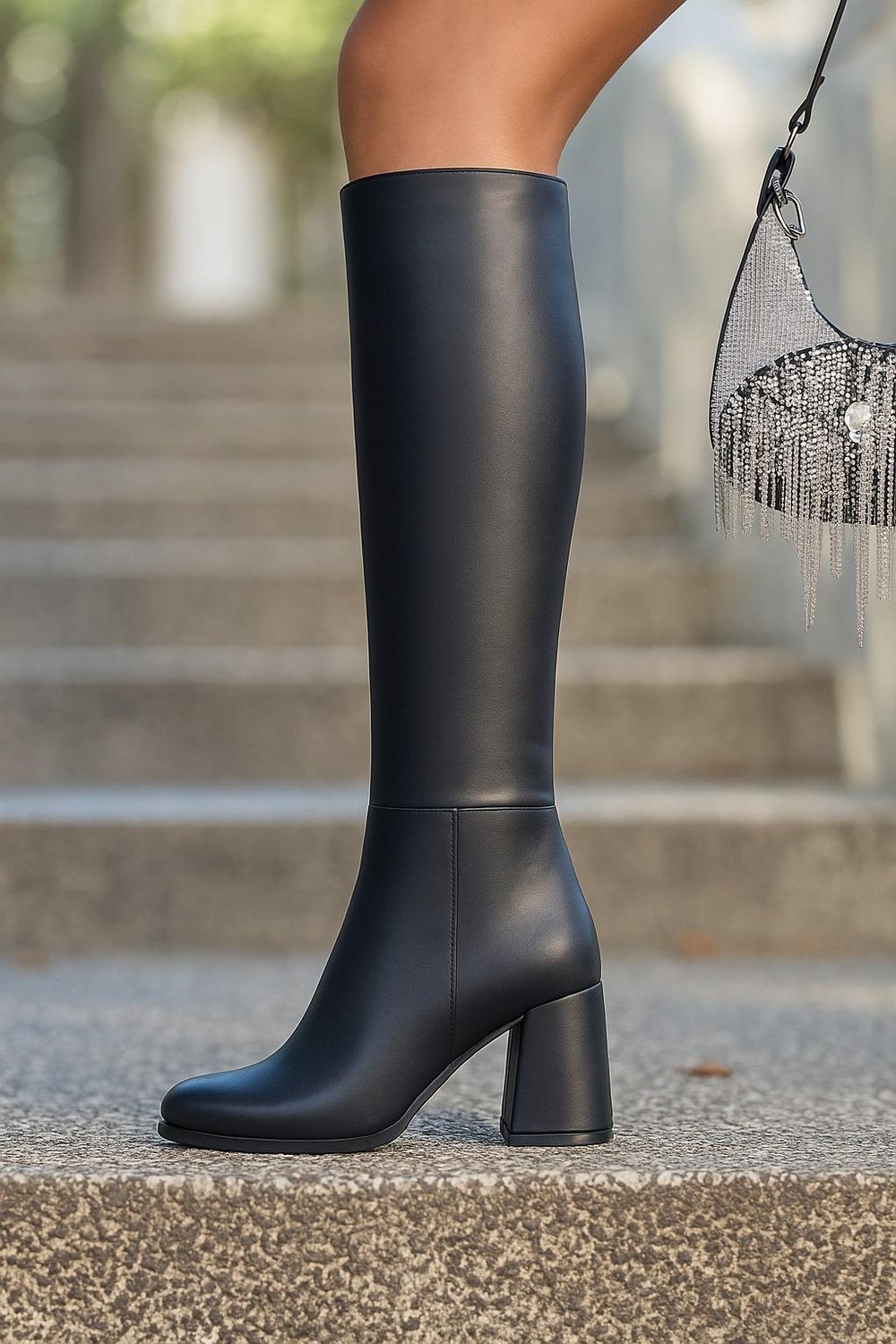 Sese Çizme Siyah - Topuklu Çizme