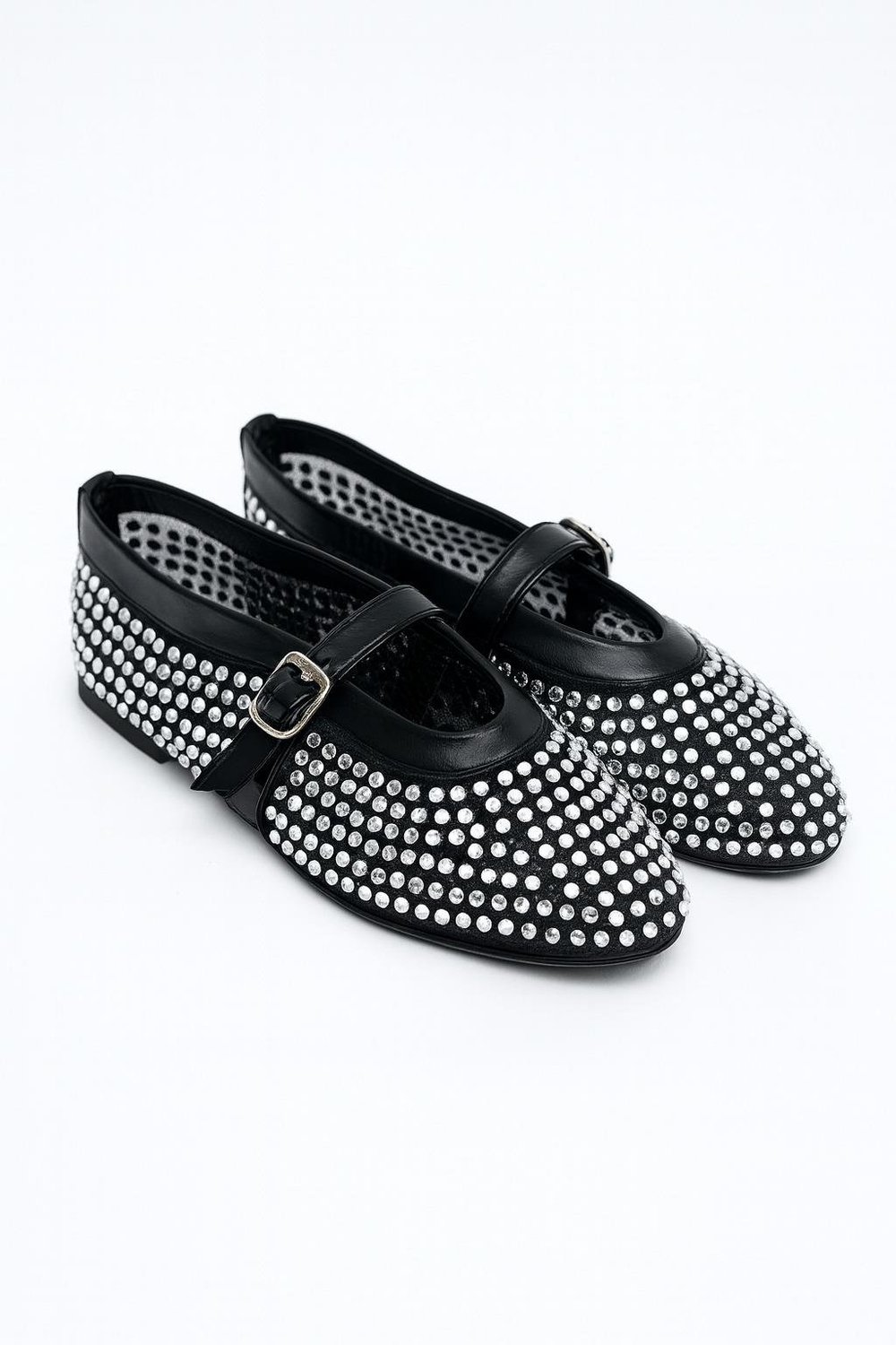 Zueya Kristal Taşlı Babet Siyah - Babet