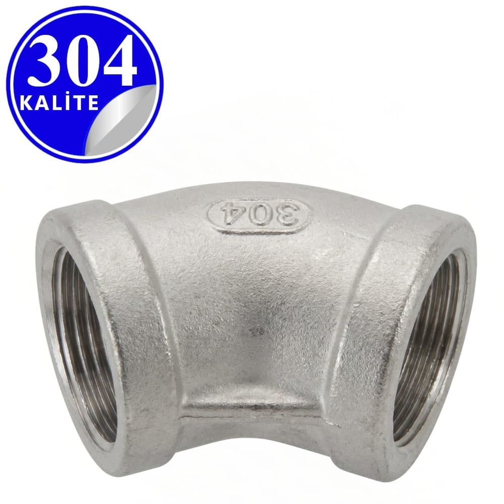 PASLANMAZ ÇELİK 304 KALİTE 45° DERECE DİŞLİ DİRSEK