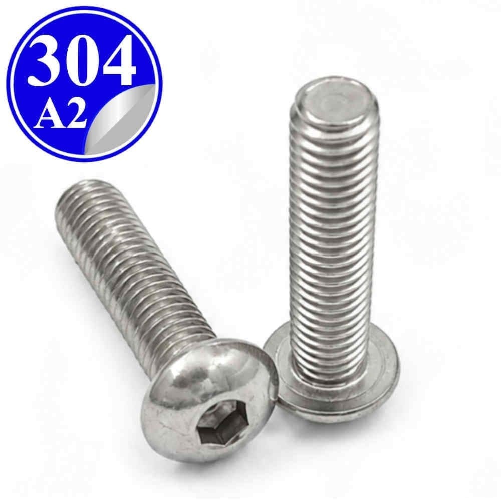 paslanmaz çelik 304 kalite mercimek (bombe) başlı imbus cıvata din 7380 A2-70