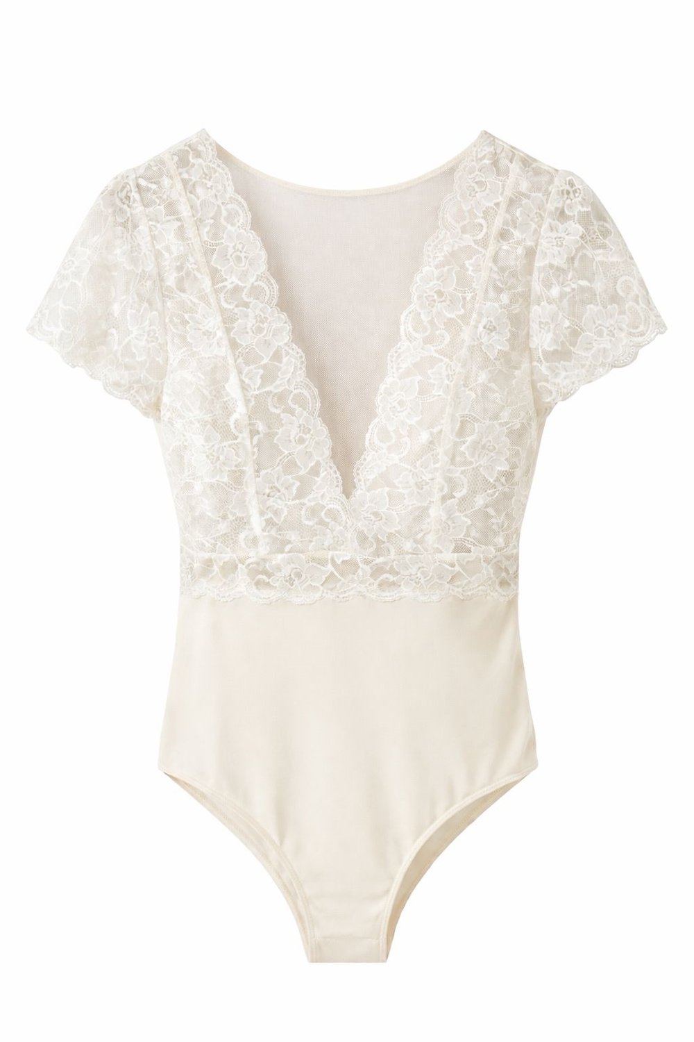 EKRU DANTEL DETAYLI BODYSUIT