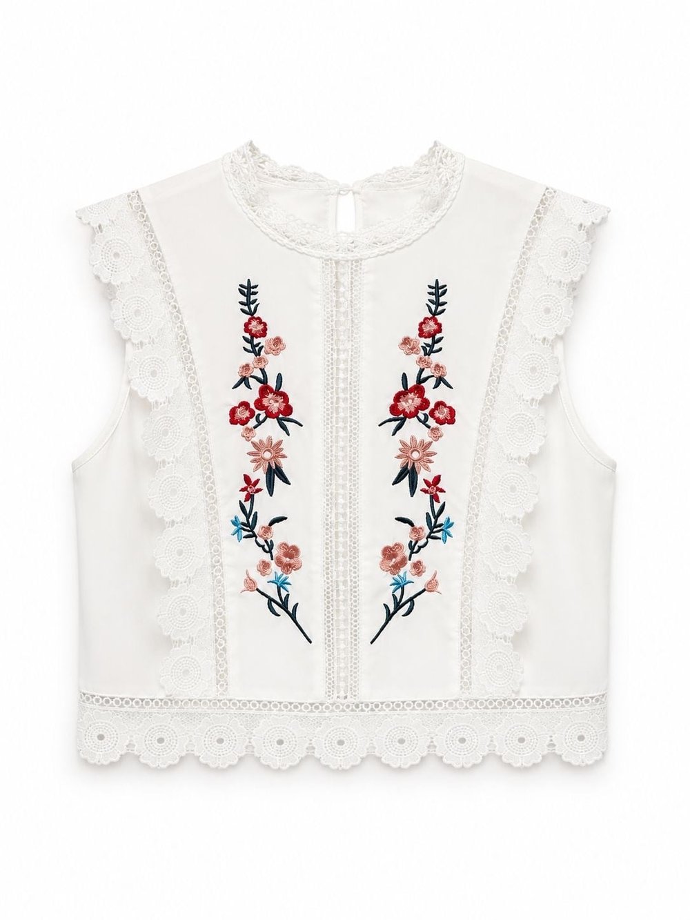 EMBROIDERY LACE CROP BLUZ