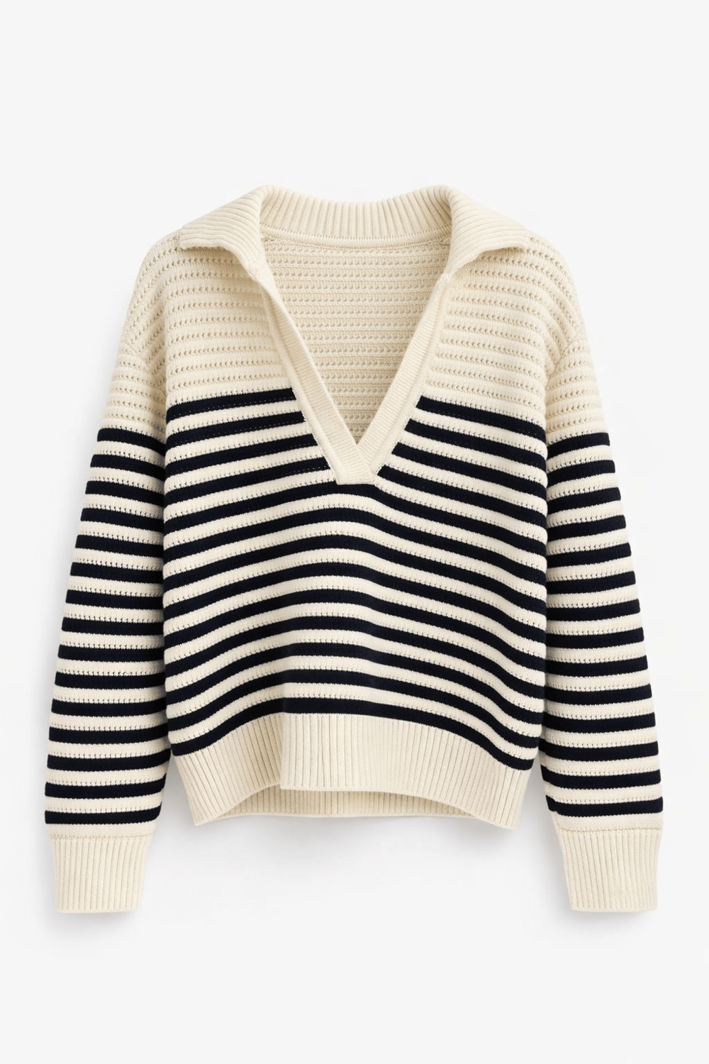 NAVY STRIPE SOFT KNIT SWEATER