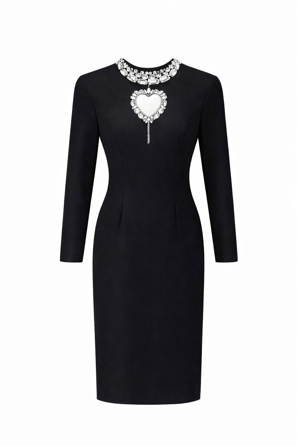 ROYAL HEART TAŞ DETAYLI SİYAH ELBİSE
