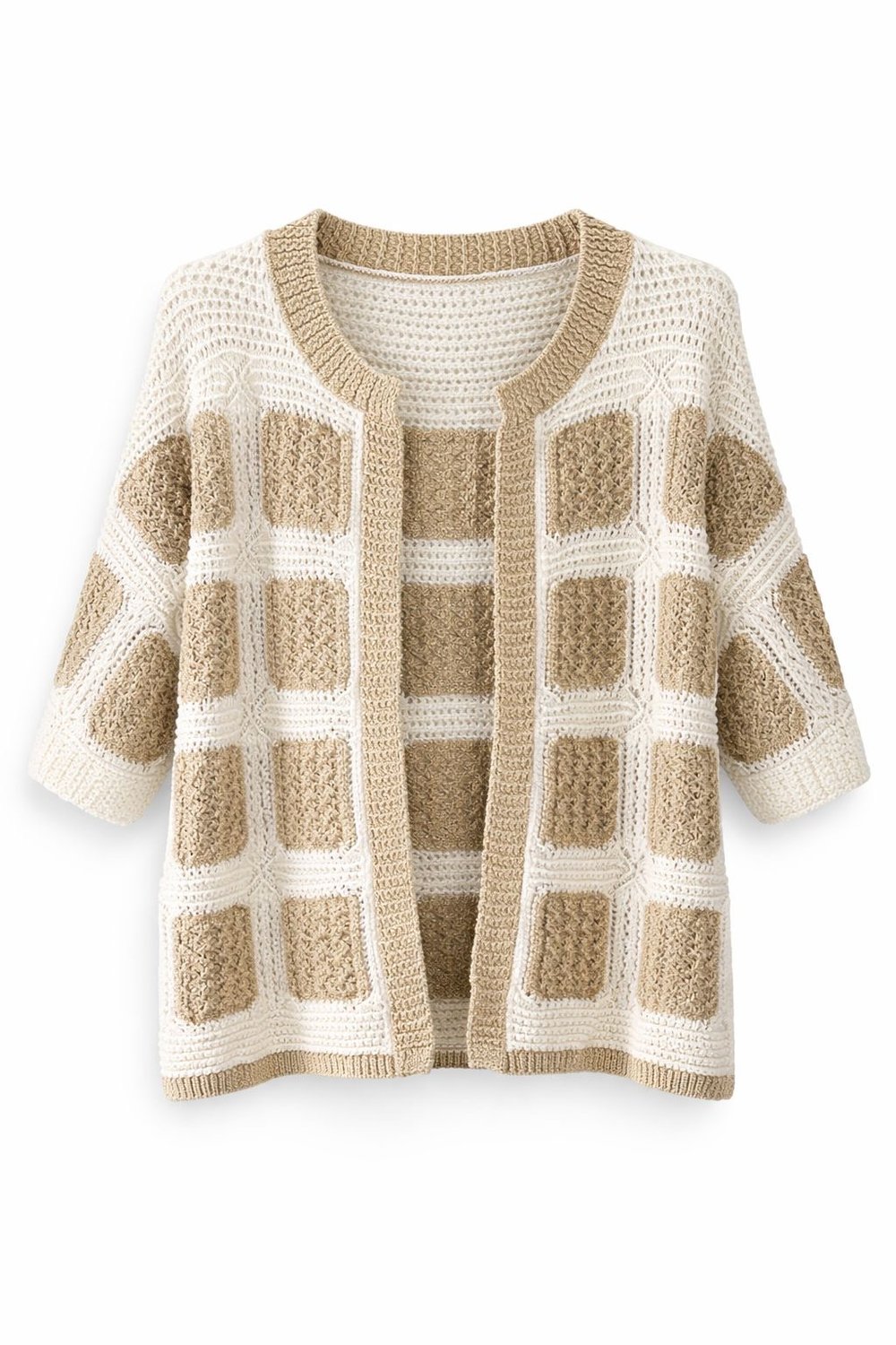 SAND CHECK HANDKNIT CARDIGAN