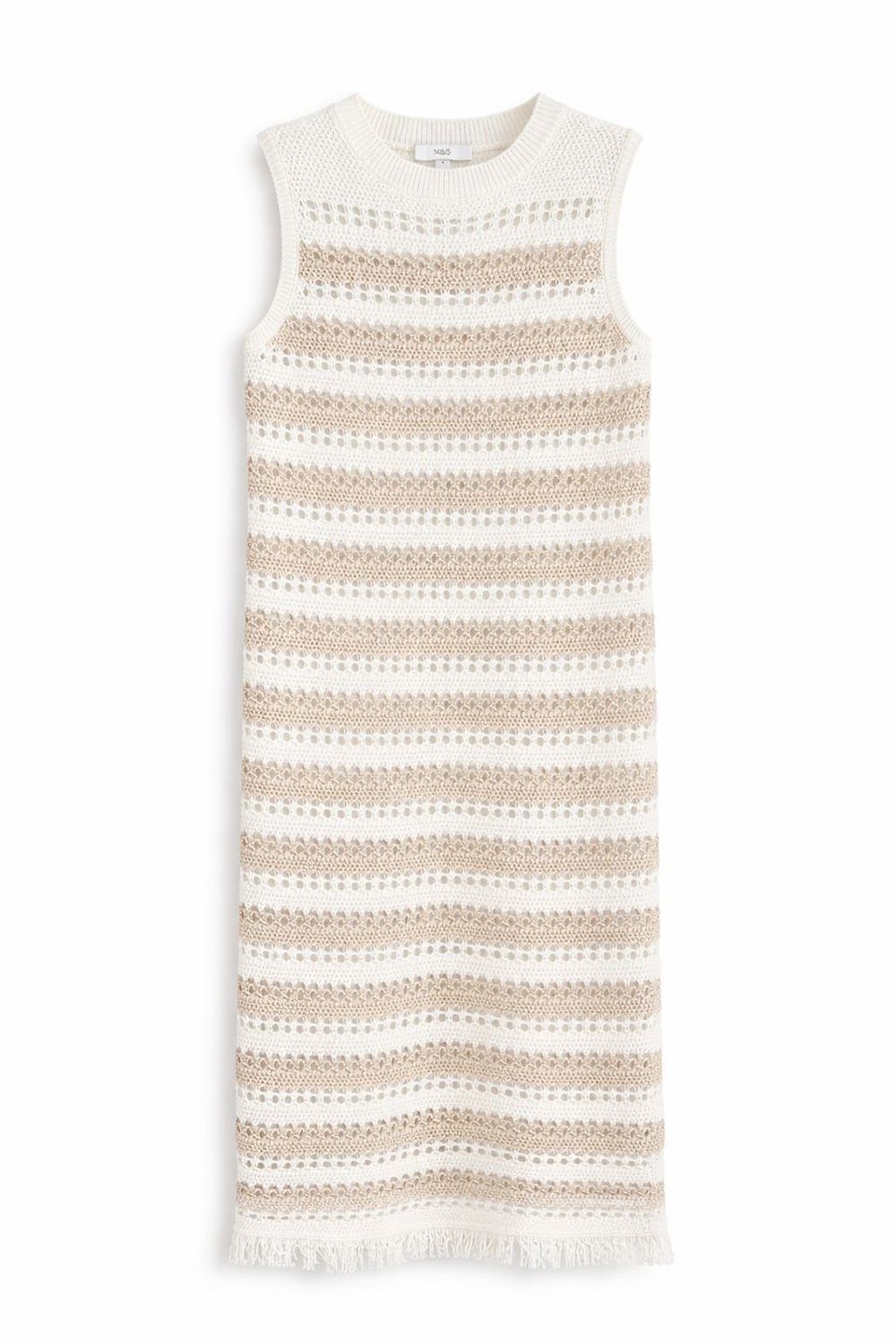 SAND STRIPE HANDKNIT MIDI DRESS
