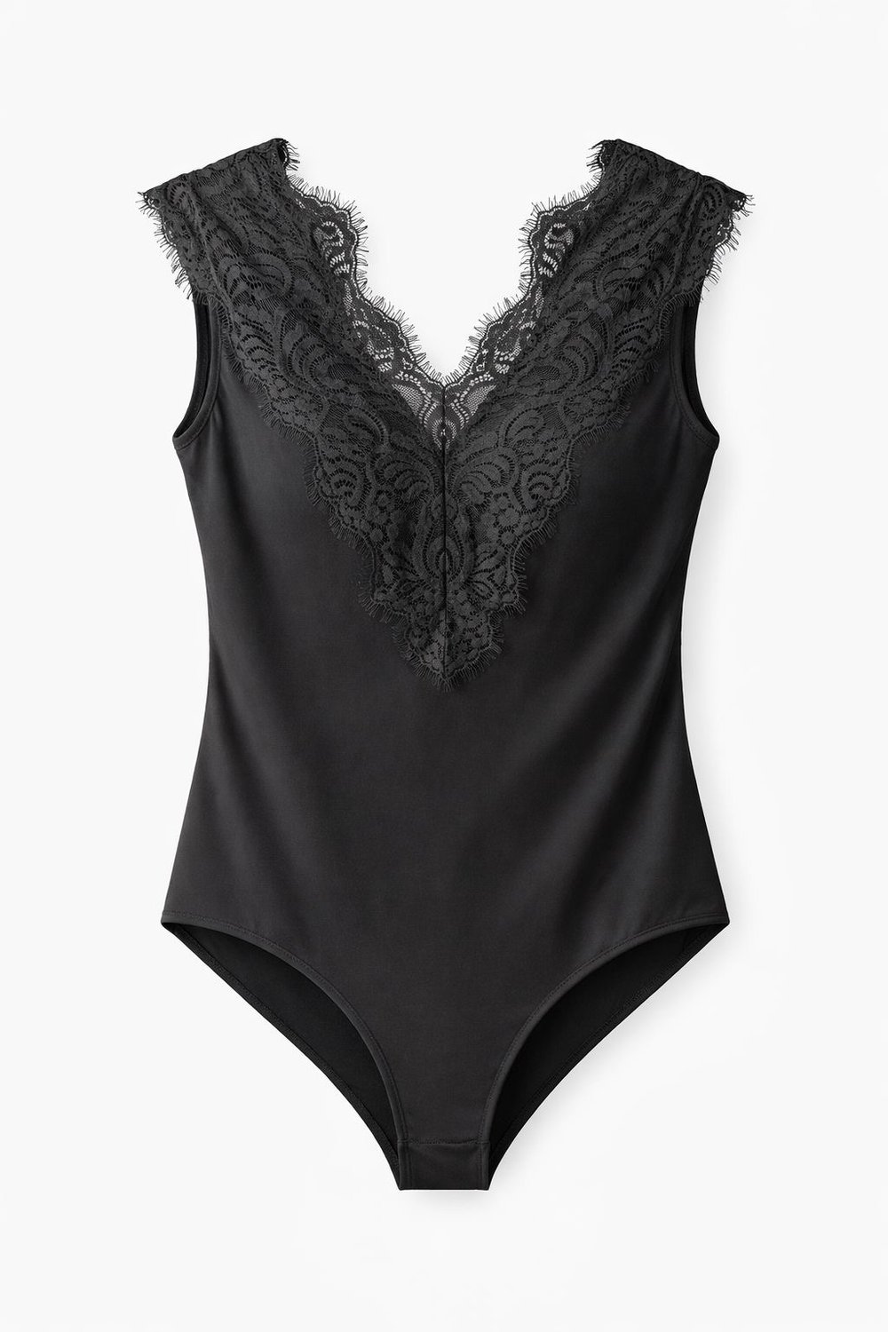 SİYAH V DANTEL DETAYLI BODYSUIT