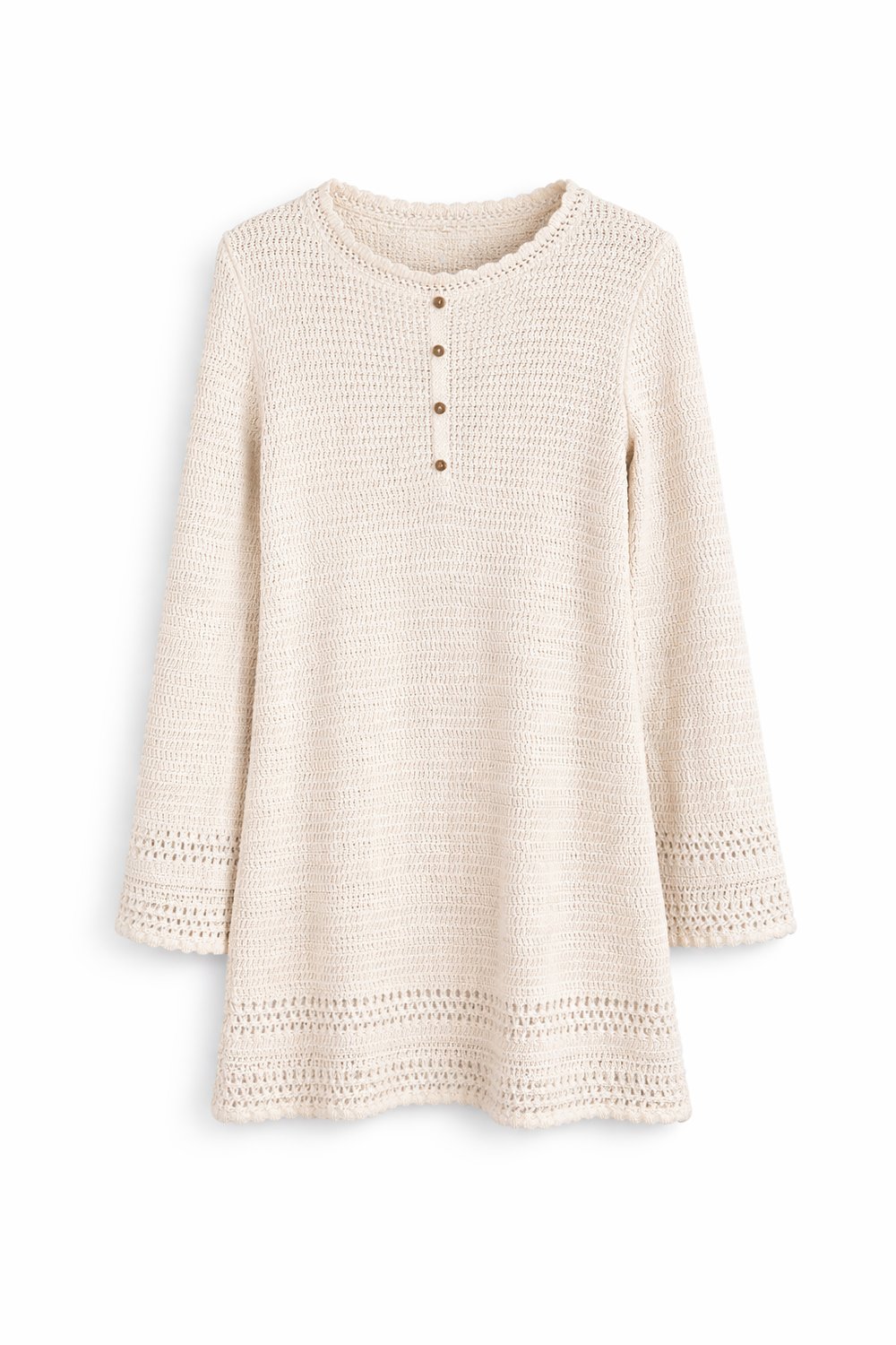 SOFT CROCHET TUNIC ELBİSE – EKRU