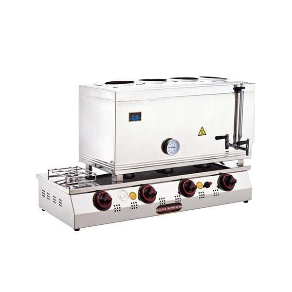 Işıkgaz Silverinox 2067, 85 Model Kaynaklı Çay Ocağı, Çift Taban, 4 Demlikli, 58 L, Lpg