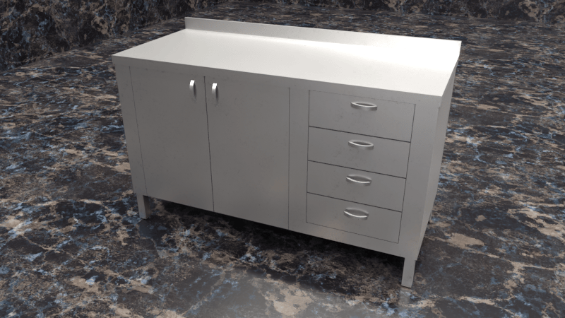 Çalışma Tezgahı Dolaplı Dört Çekmeceli, Inox 430, 140x60x85