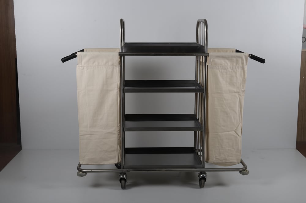 Ydg KT01-P Paslanmaz Kat Temizlik Arabası, İki Torbalı, 151x54x135 cm