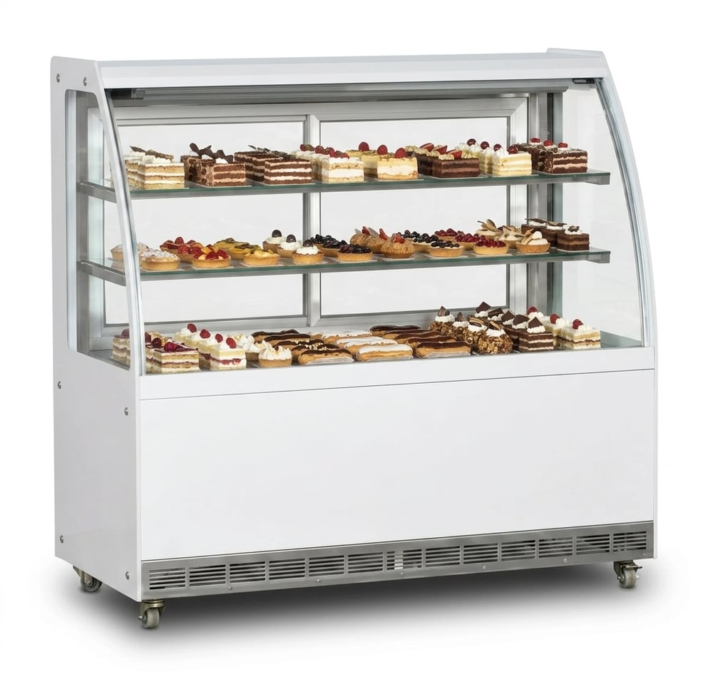 Dampak 160 Cm Bombe Camlı Soğutmalı Pasta Teşhir Dolabı Beyaz - 22P0F6B-SO