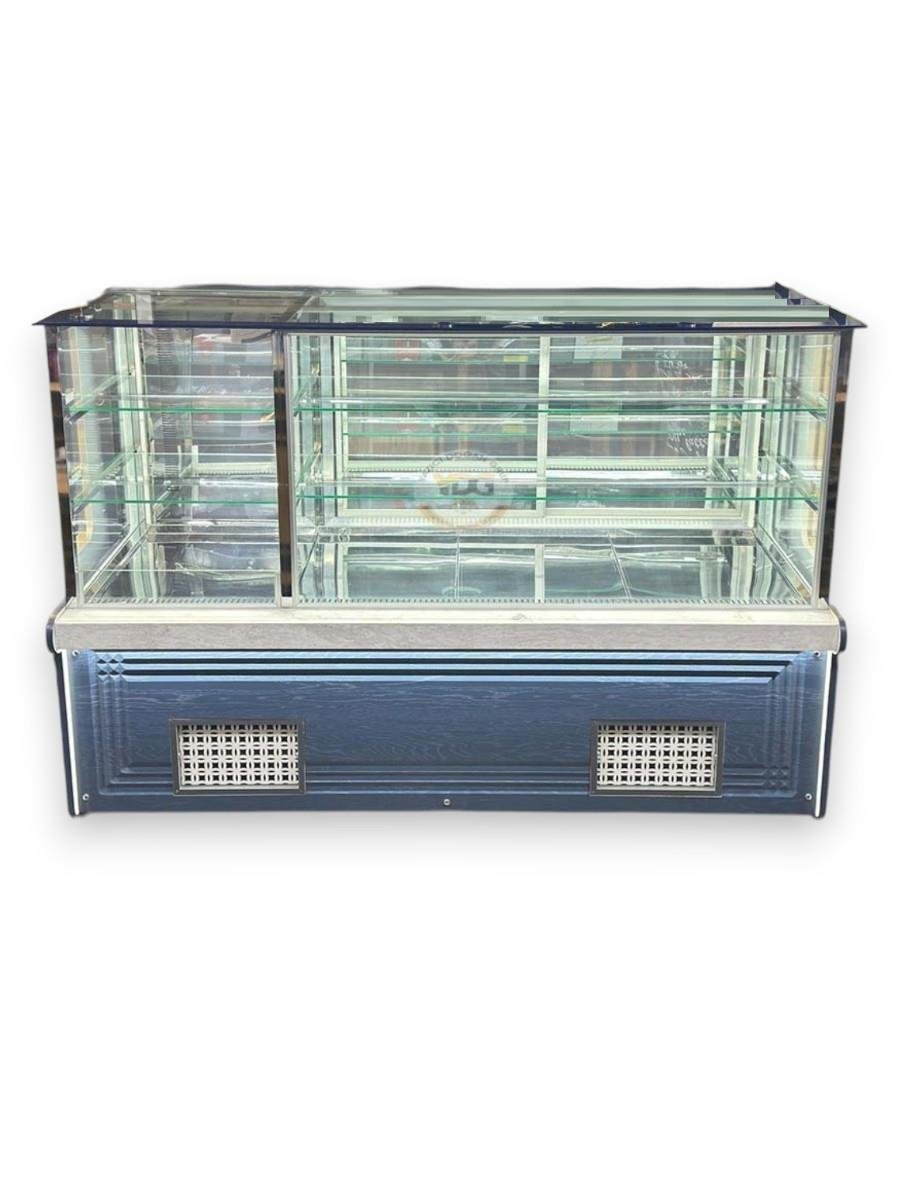 Ydg RODOS Vitrin Tipi Pasta ve İçecek Teşhir Dolabı, Çift Motorlu, Düz Cam, 200x90x135