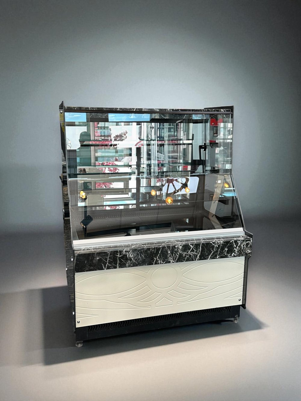 YDG Vitrin Tipi Soğutuculu Dolap, Özel Dekor, Siyah, 110x80x140