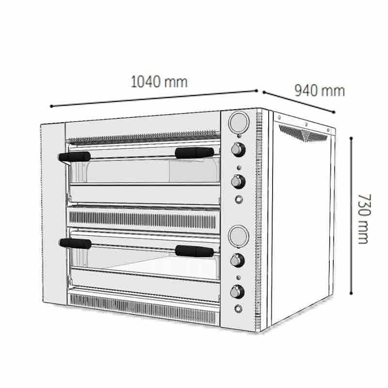 Venarro Frigga DYP-4+4S Pizza Fırını, Elektrikli, Çift Katlı, Ø 340 mm x 4+4