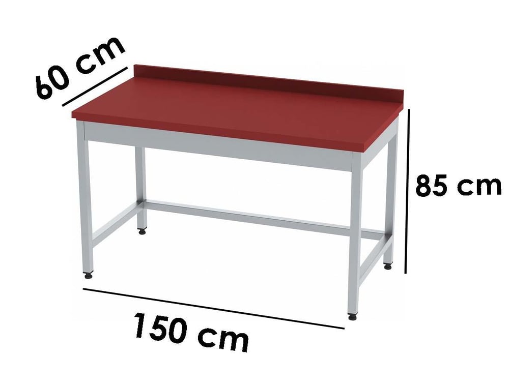 YDG1506085.P Ydg Polyemit Tezgah, Paslanmaz Ayak, 150x60, Kırmızı