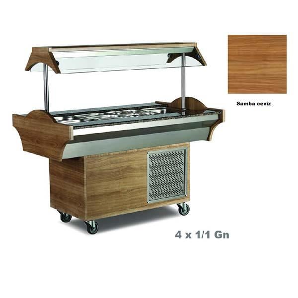 Empero EMP.SB.04.S Soğutmalı Salad Bar, Samba Ceviz Model, 4x1/1 Gn, 150x89 cm
