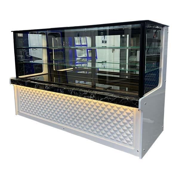 Ydg PETRA Vitrin Tipi Pasta ve İçecek Teşhir Dolabı, Tek Motorlu, Düz Cam, 200x80x135