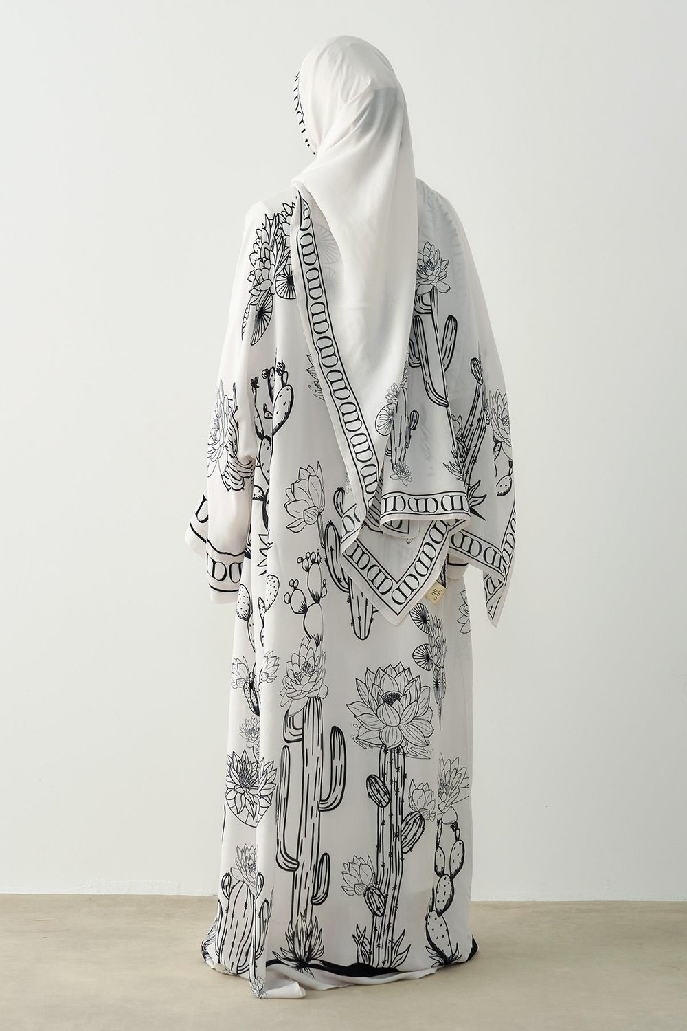 Desert Floş Abaya Ekru