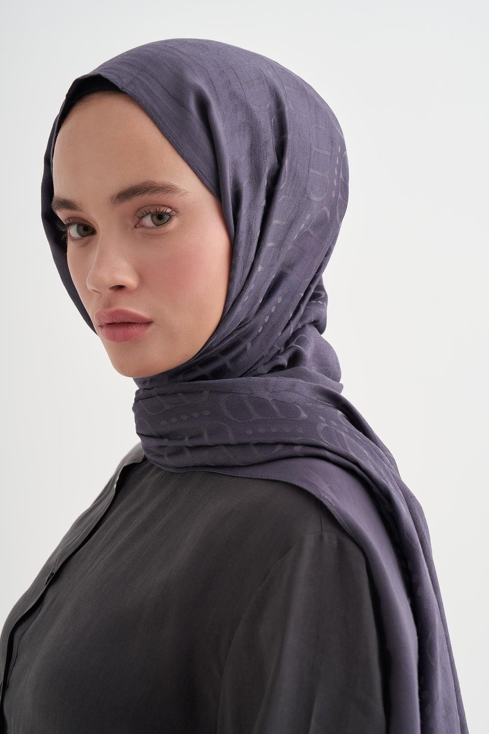 Luxe Desen Liora Pamuk Şal Füme