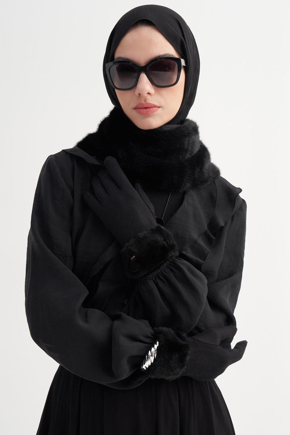 Kürk Atkı Siyah