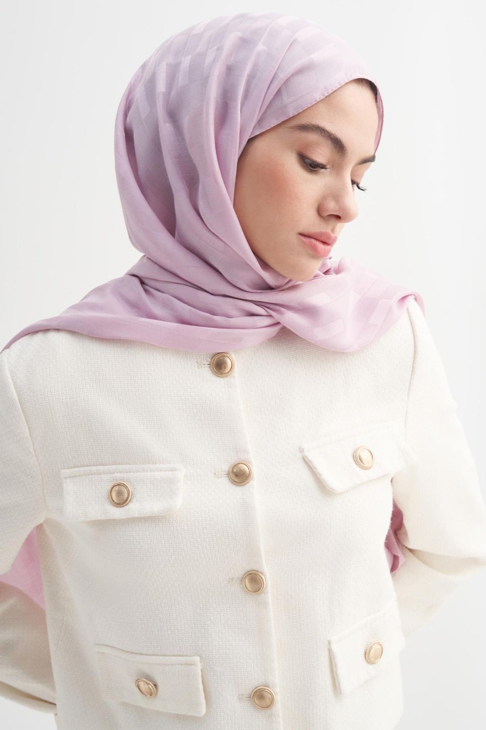 Küpçizgi Jakar İtalyan İpekli Şal Lila