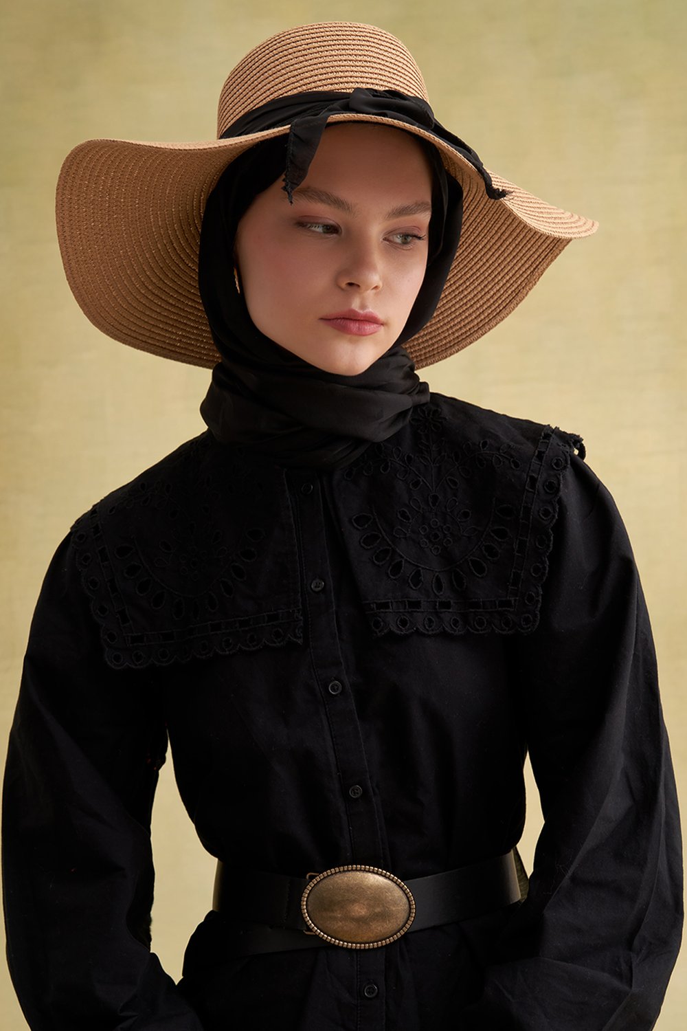 Kurdeleli Hasır Şapka Camel