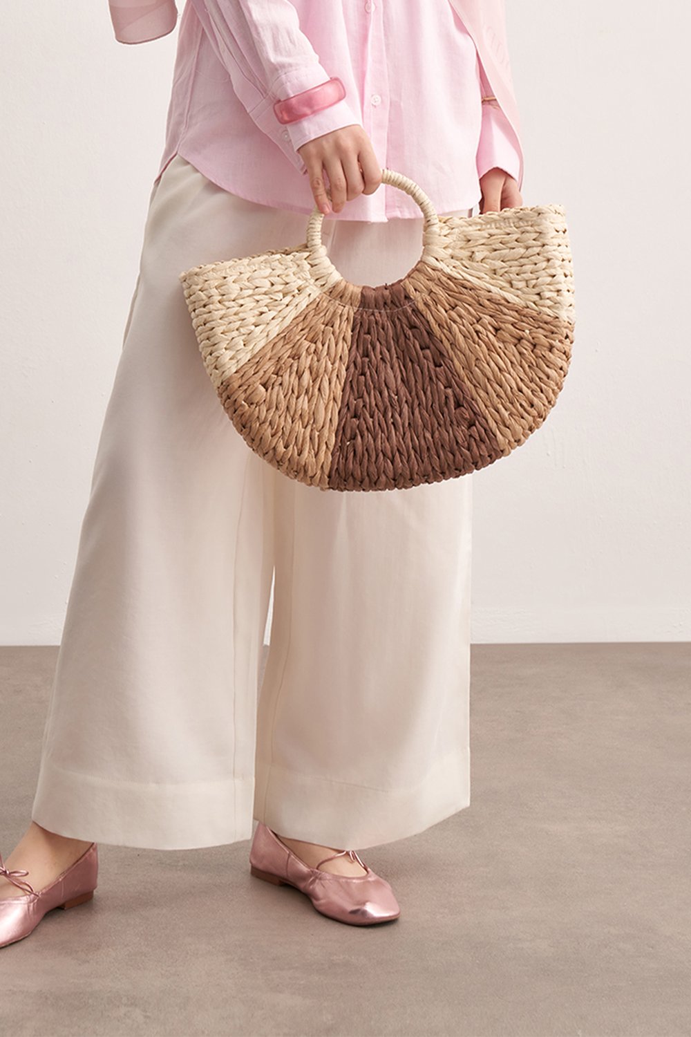 Örgü Desen Hasır Çanta