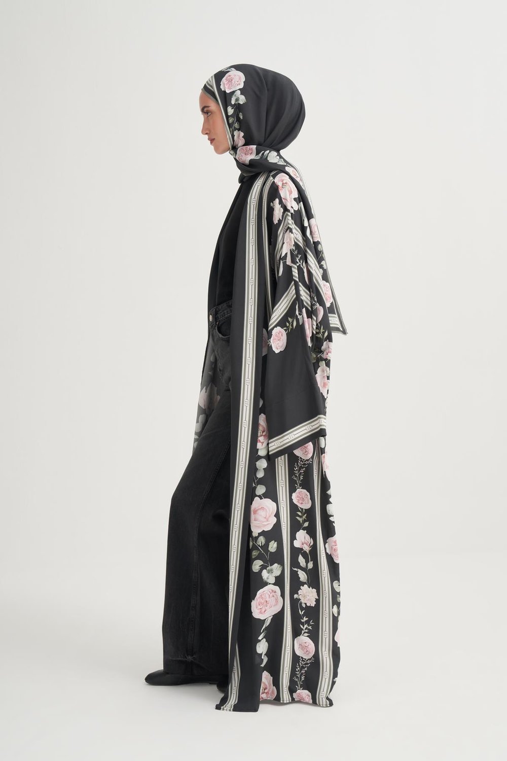 Floris Premium Floş Abaya Siyah