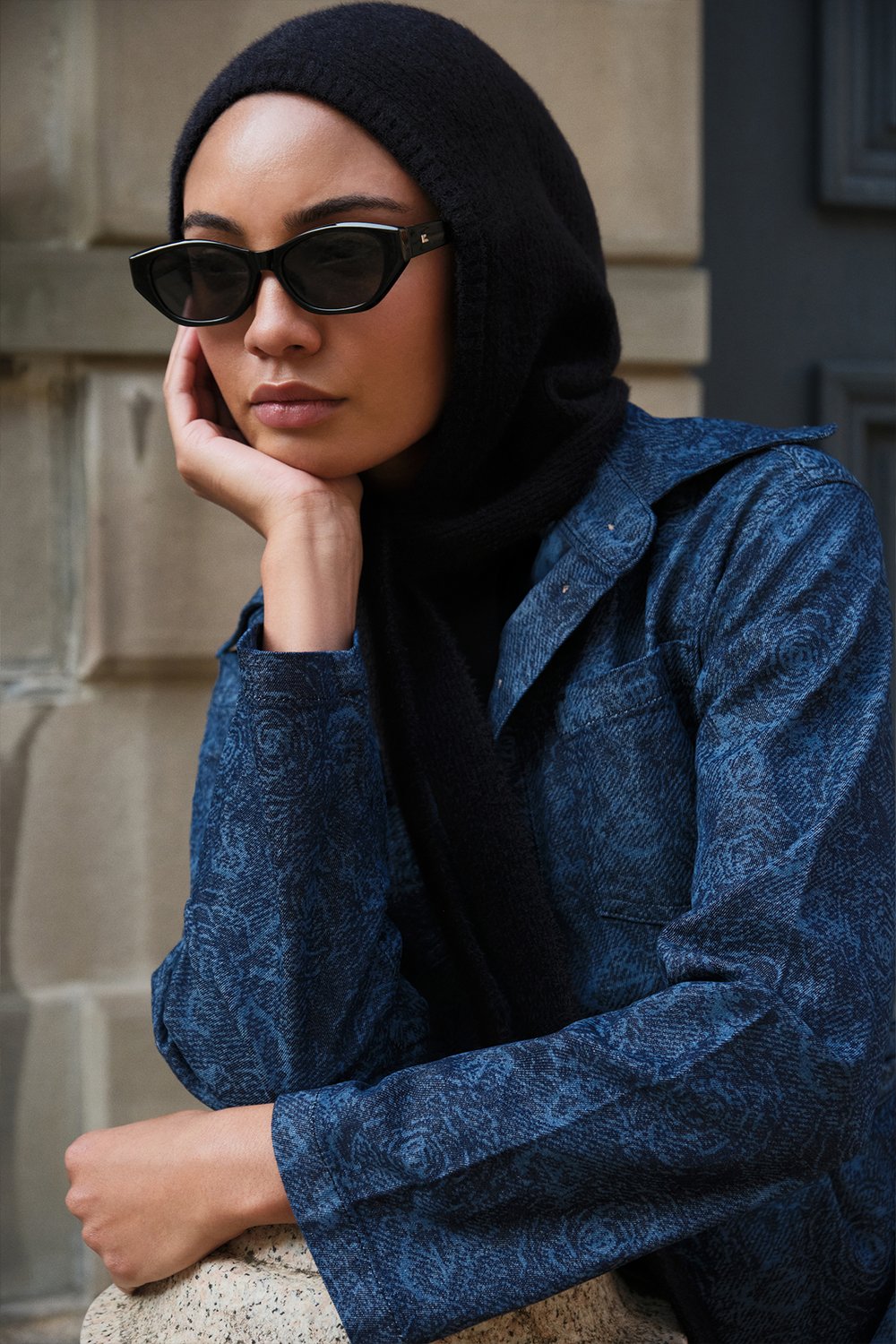 Knit Balaclava Bere Başlık Siyah