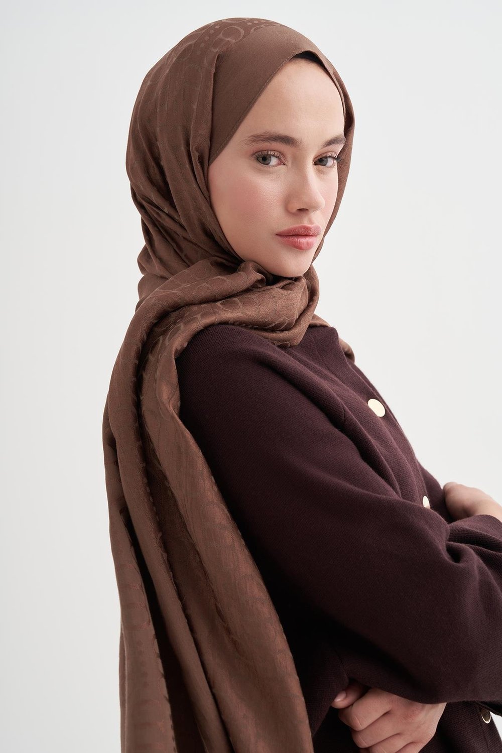 Luxe Desen Liora Pamuk Şal Toprak