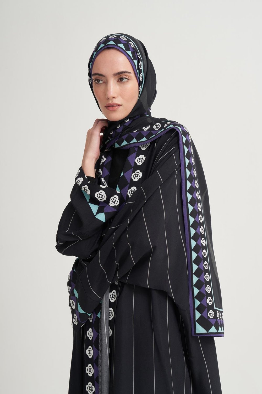 Manesa Premium Floş Abaya Siyah