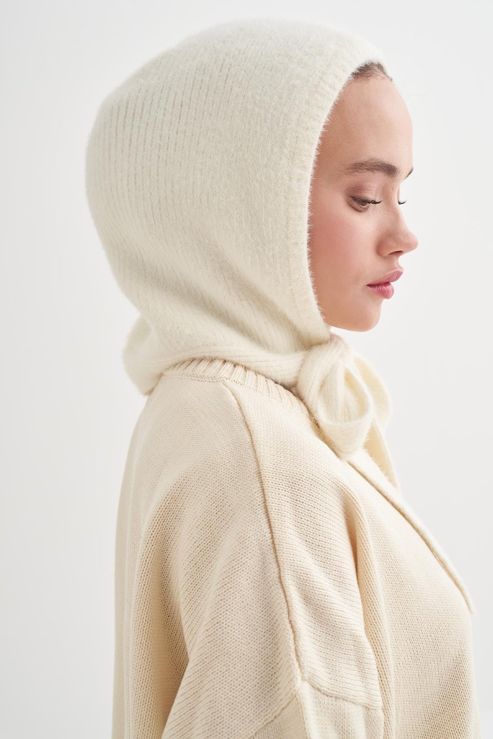 Knit Balaclava Bere Başlık İnci