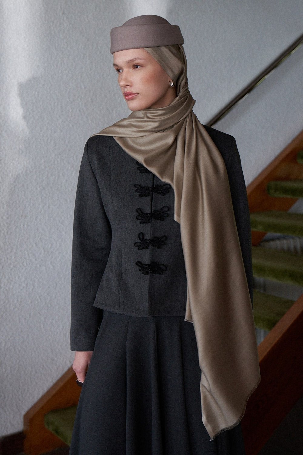 Sütlü Kahve Düz İpek Şal