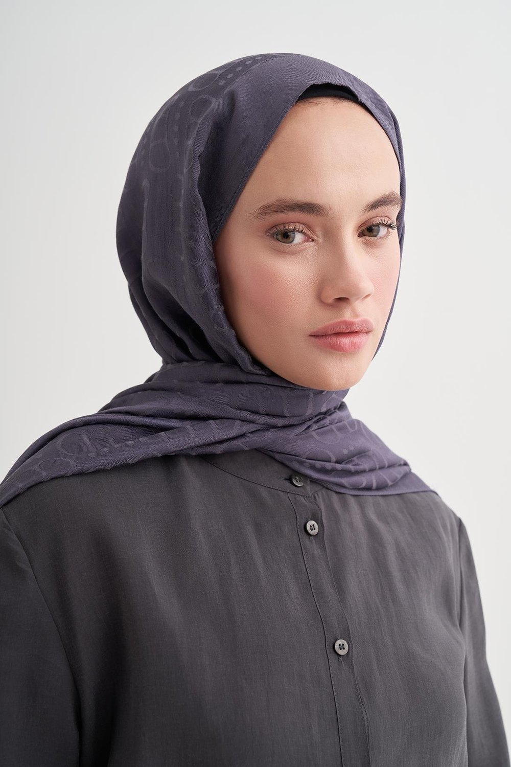 Luxe Desen Liora Pamuk Şal Füme